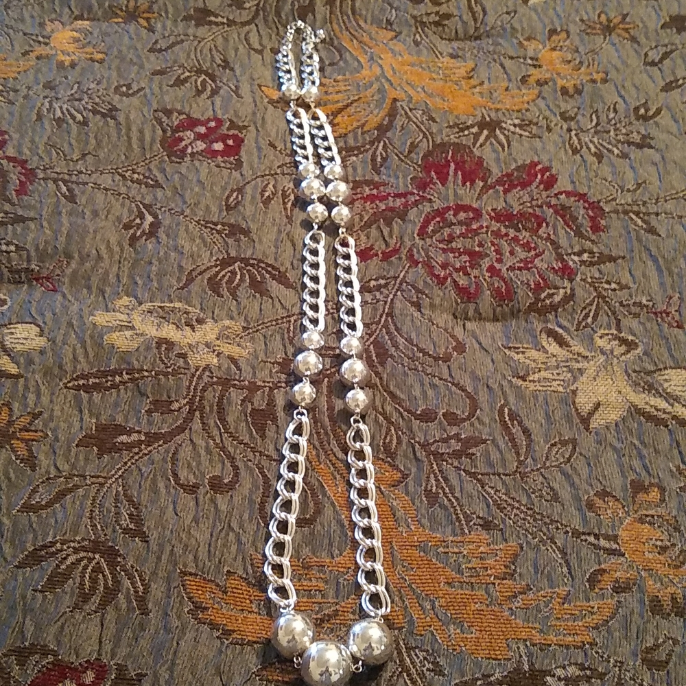 Long silver necklace